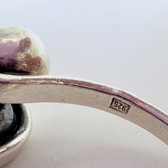 VTG Solid Sterling Silver 925 Wrapped Bead Design Bypass Ring Size 6.25 - Picture 6 of 8